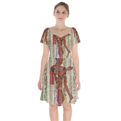 Egyptian Design Man Royal Short Sleeve Bardot Dress by Sapixe