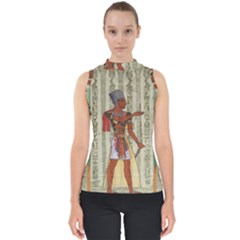 Egyptian Design Man Royal Mock Neck Shell Top by Sapixe