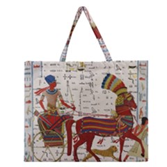 Egyptian Tutunkhamun Pharaoh Design Zipper Large Tote Bag by Sapixe