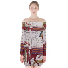 Egyptian Tutunkhamun Pharaoh Design Long Sleeve Off Shoulder Dress by Sapixe