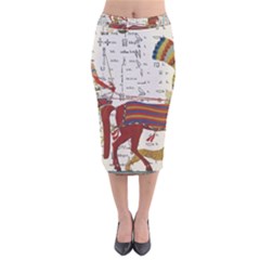 Egyptian Tutunkhamun Pharaoh Design Velvet Midi Pencil Skirt by Sapixe