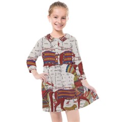 Egyptian Tutunkhamun Pharaoh Design Kids  Quarter Sleeve Shirt Dress by Sapixe