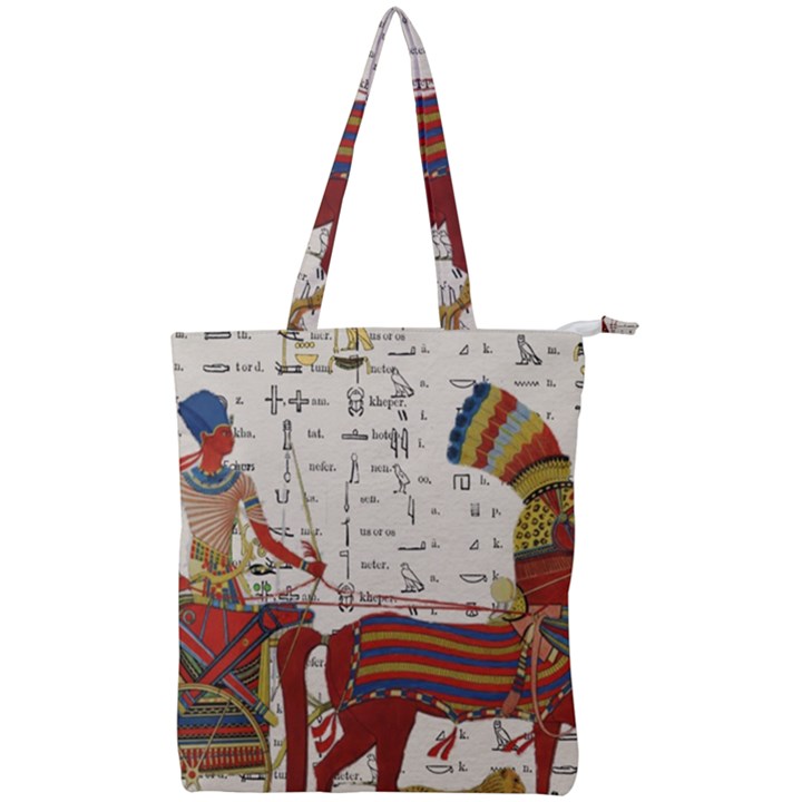 Egyptian Tutunkhamun Pharaoh Design Double Zip Up Tote Bag