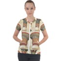 Egyptian Architecture Column Short Sleeve Zip Up Jacket View1