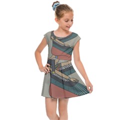 Egyptian Woman Wings Design Kids  Cap Sleeve Dress by Sapixe