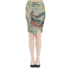 Egyptian Woman Wings Design Midi Wrap Pencil Skirt