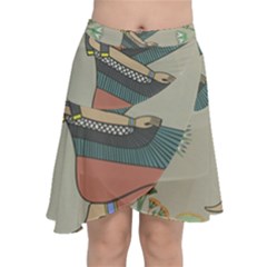 Egyptian Woman Wings Design Chiffon Wrap Front Skirt