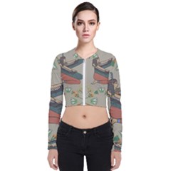 Egyptian Woman Wings Design Long Sleeve Zip Up Bomber Jacket