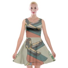 Egyptian Woman Wings Design Velvet Skater Dress by Sapixe