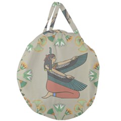 Egyptian Woman Wings Design Giant Round Zipper Tote by Sapixe