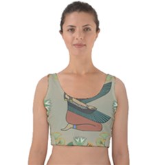 Egyptian Woman Wings Design Velvet Crop Top by Sapixe