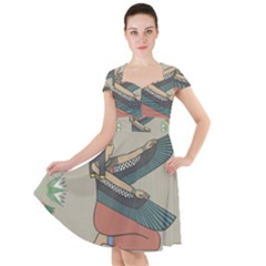 Egyptian Woman Wings Design Cap Sleeve Midi Dress by Sapixe