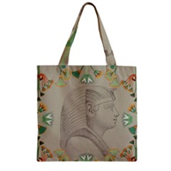 Pharaoh Egyptian Design Man King Zipper Grocery Tote Bag by Sapixe