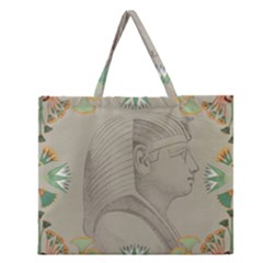 Pharaoh Egyptian Design Man King Zipper Large Tote Bag by Sapixe