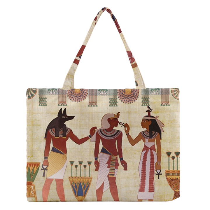 Egyptian Design Man Woman Priest Zipper Medium Tote Bag