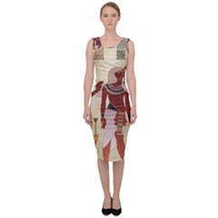 Egyptian Design Man Woman Priest Sleeveless Pencil Dress by Sapixe