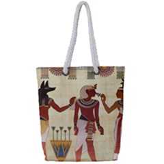 Egyptian Design Man Woman Priest Full Print Rope Handle Tote (small) by Sapixe