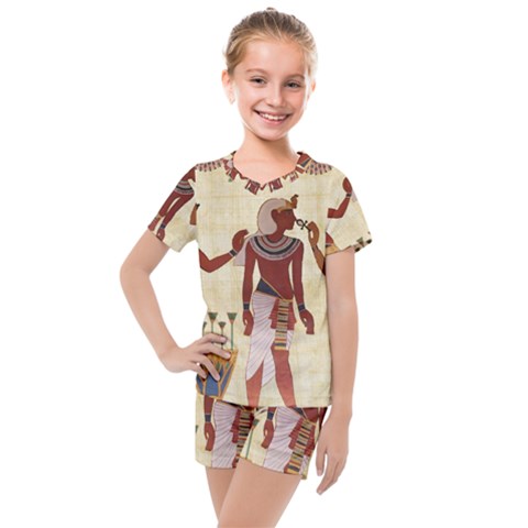 Egyptian Design Man Woman Priest Kids  Mesh Tee And Shorts Set by Sapixe