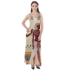 Egyptian Design Man Woman Priest Sleeveless Velour Maxi Dress by Sapixe