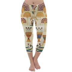 Egyptian Paper Papyrus Hieroglyphs Capri Winter Leggings 