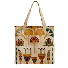 Egyptian Paper Papyrus Hieroglyphs Zipper Grocery Tote Bag by Sapixe