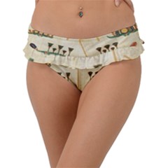 Egyptian Paper Papyrus Hieroglyphs Frill Bikini Bottom by Sapixe