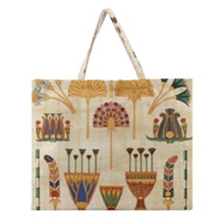 Egyptian Paper Papyrus Hieroglyphs Zipper Large Tote Bag by Sapixe