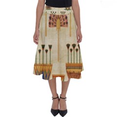 Egyptian Paper Papyrus Hieroglyphs Perfect Length Midi Skirt by Sapixe