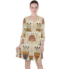 Egyptian Paper Papyrus Hieroglyphs Ruffle Dress by Sapixe