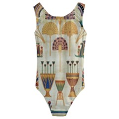 Egyptian Paper Papyrus Hieroglyphs Kids  Cut-out Back One Piece Swimsuit by Sapixe