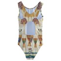 Egyptian Paper Papyrus Hieroglyphs Kids  Cut-Out Back One Piece Swimsuit View2