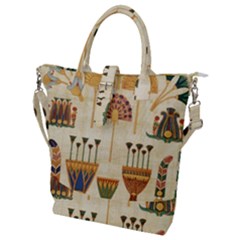 Egyptian Paper Papyrus Hieroglyphs Buckle Top Tote Bag by Sapixe