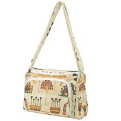 Egyptian Paper Papyrus Hieroglyphs Front Pocket Crossbody Bag by Sapixe