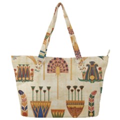 Egyptian Paper Papyrus Hieroglyphs Full Print Shoulder Bag by Sapixe