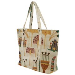 Egyptian Paper Papyrus Hieroglyphs Zip Up Canvas Bag