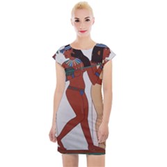 Egypt Fresco Mural Decoration Cap Sleeve Bodycon Dress by Sapixe