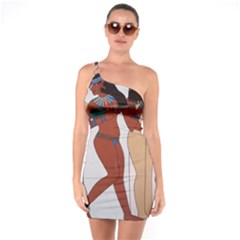 Egypt Fresco Mural Decoration One Soulder Bodycon Dress by Sapixe