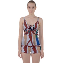 Egypt Fresco Mural Decoration Tie Front Two Piece Tankini by Sapixe