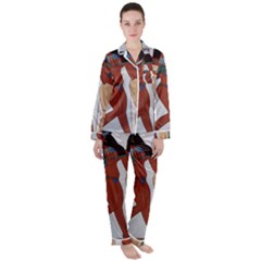 Egypt Fresco Mural Decoration Satin Long Sleeve Pyjamas Set