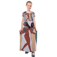 Egypt Fresco Mural Decoration Kids  Short Sleeve Maxi Dress by Sapixe