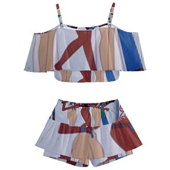 Egypt Fresco Mural Decoration Kids  Off Shoulder Skirt Bikini by Sapixe