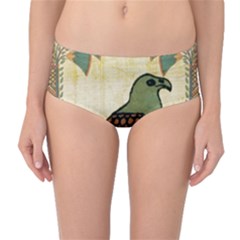 Egyptian Paper Papyrus Bird Mid-waist Bikini Bottoms by Sapixe