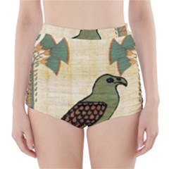 Egyptian Paper Papyrus Bird High-waisted Bikini Bottoms by Sapixe