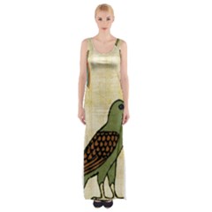 Egyptian Paper Papyrus Bird Maxi Thigh Split Dress by Sapixe