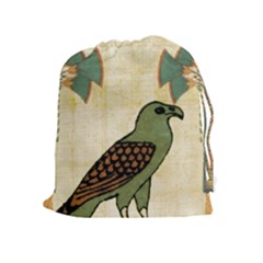 Egyptian Paper Papyrus Bird Drawstring Pouch (xl) by Sapixe