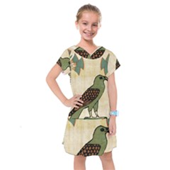 Egyptian Paper Papyrus Bird Kids  Drop Waist Dress by Sapixe