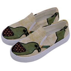 Egyptian Paper Papyrus Bird Kids  Canvas Slip Ons by Sapixe