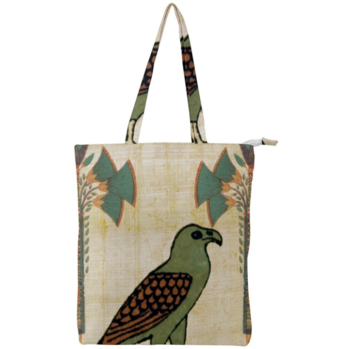 Egyptian Paper Papyrus Bird Double Zip Up Tote Bag