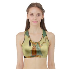 Egyptian Design Man Artifact Royal Sports Bra With Border by Sapixe