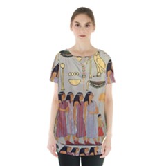 Egyptian Paper Women Child Owl Skirt Hem Sports Top by Sapixe